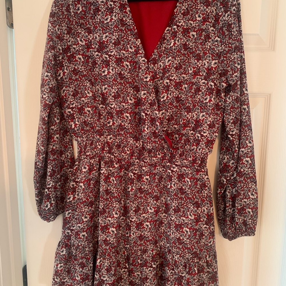 Ruffled bottom wrap dress, size L by Nine Britton